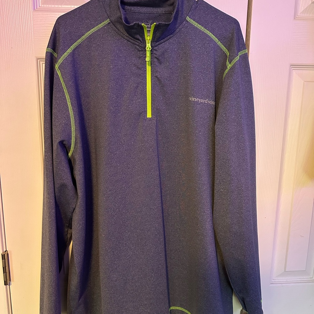 Vineyard Vines Navy Pullover with Lime Accents